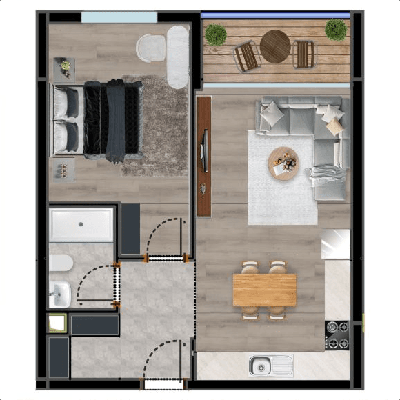 Toker İncek 1+1 A Tipi Daire C Blok planı